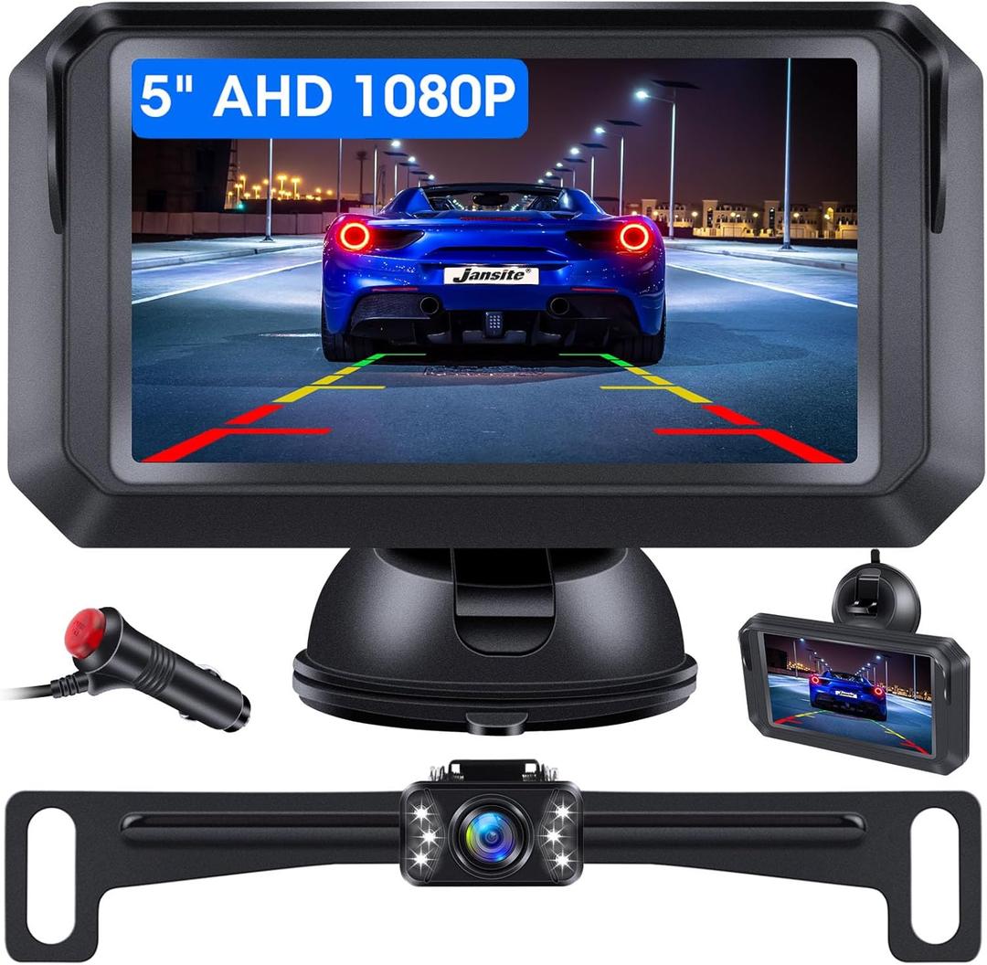 5" AHD 1080P Back Up Camera for Cars Back Up Camera Systems for Truck Backup Camera with Monitor 6 LEDs Night Vision 5 Guide Lines 140 Wide Angle IP68 Reverse Camera Rear View Camera for Vehicle