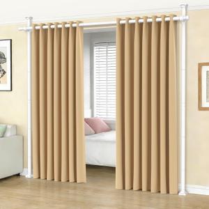 SUNALLY Room Divider Tension Curtain Rod, No Drilling Room Separator for Space Partition, 4-10ft(H) 32-100inch(W) Adjustable Heavy Duty Temporary Wall Divider Floor to Ceiling Tension Rod, White
