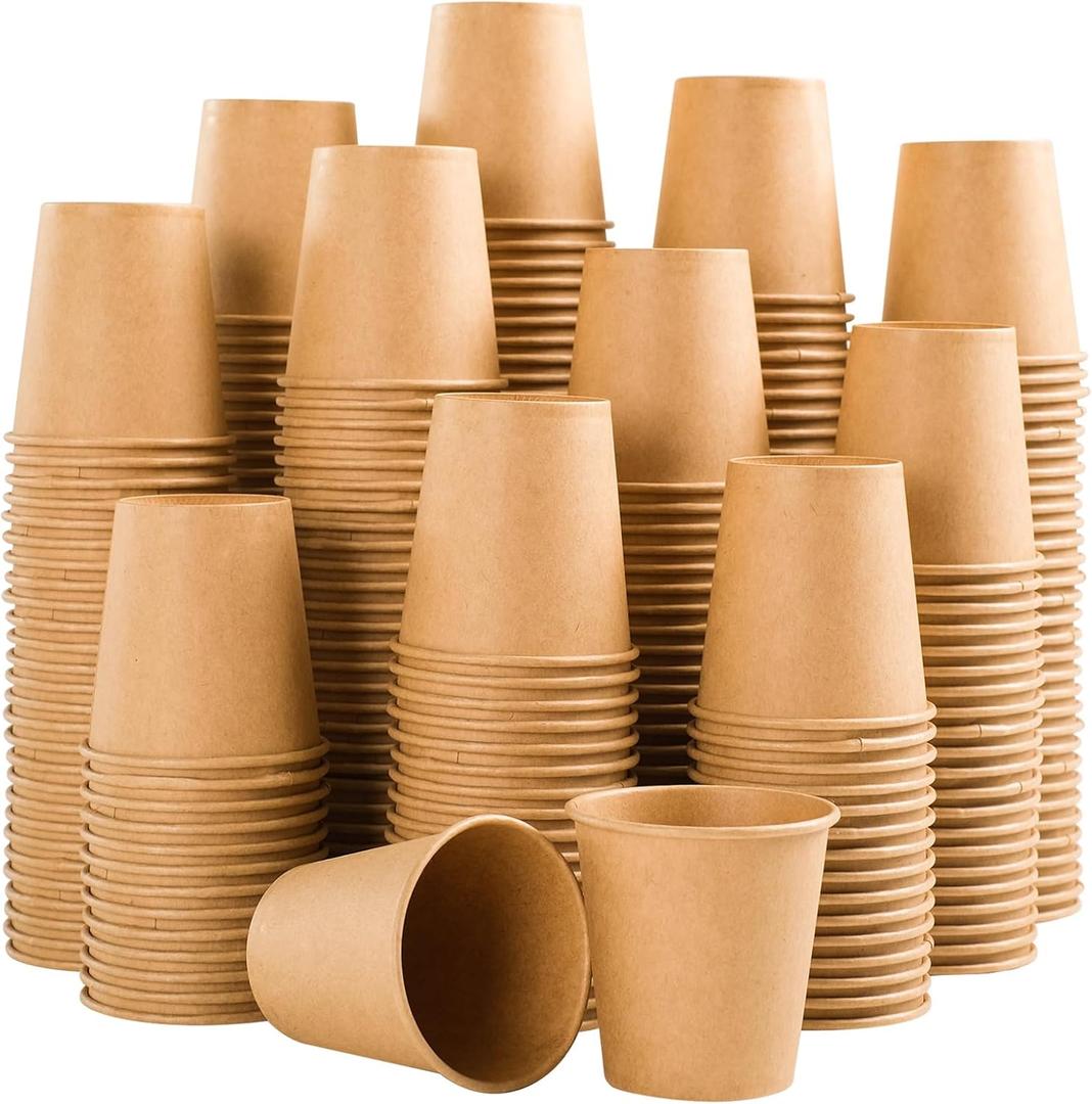 Clawsoff 300 Pack 3 oz Paper Cups, Disposable Kraft Small Bathroom Cups 3 Ounce, Hot/Cold Beverage Cups for Home, Kitchen, Party