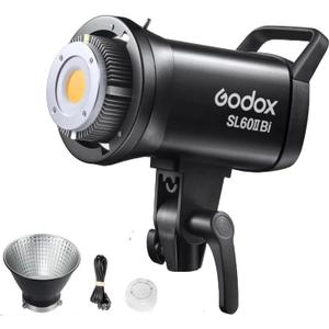 Godox SL60IIBi Bi-Color LED Video Light, 75W 2800K-6500K 25100Lux@1M CRI 96+ TLCI97+ Bowens Mount Photography Continuous Light, 11 FX Effects Studio LED Light with APP Control&RC-A6 Remote