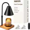 Electric Candle Warmer Lamp with Timer: Candle Warmer Lamp Adjustable Height for All Size Jar Candles, Dimmable Candle Warmer Light with 2 Bulbs for Bedroom Home Decor, Gifts for Women, Black