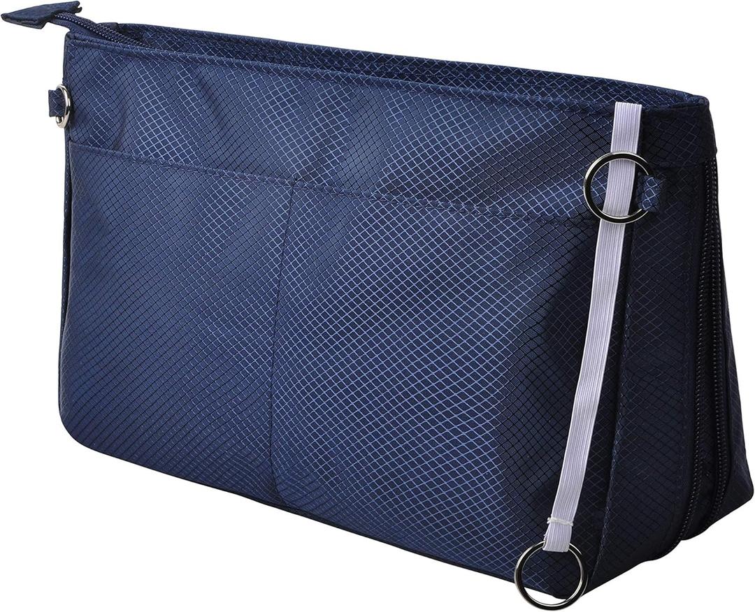 Vercord Expandable Nylon Handbag Purse Organizer Insert Liner Shaper Bag in Bag Navy Large