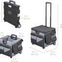 Mobile Folding Utility Cart with Canvas Storage Organizer Bag, Rolling Cart, Black/Grey