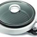 Aroma Housewares GRILLET 3 in 1 Indoor Grill Pot, Slow Cooker and Steamer with Temperature Control, Smokeless Nonstick Electric Grill with Tempered Glass Lid, 3 Quart, 10 Inch (White)