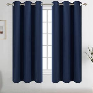 Diraysid Navy Blue Grommet Blackout Curtains for Bedroom Thermal Insulated Room Darkening Curtains Drapes, 38 x 54 inch, 2 Panels
