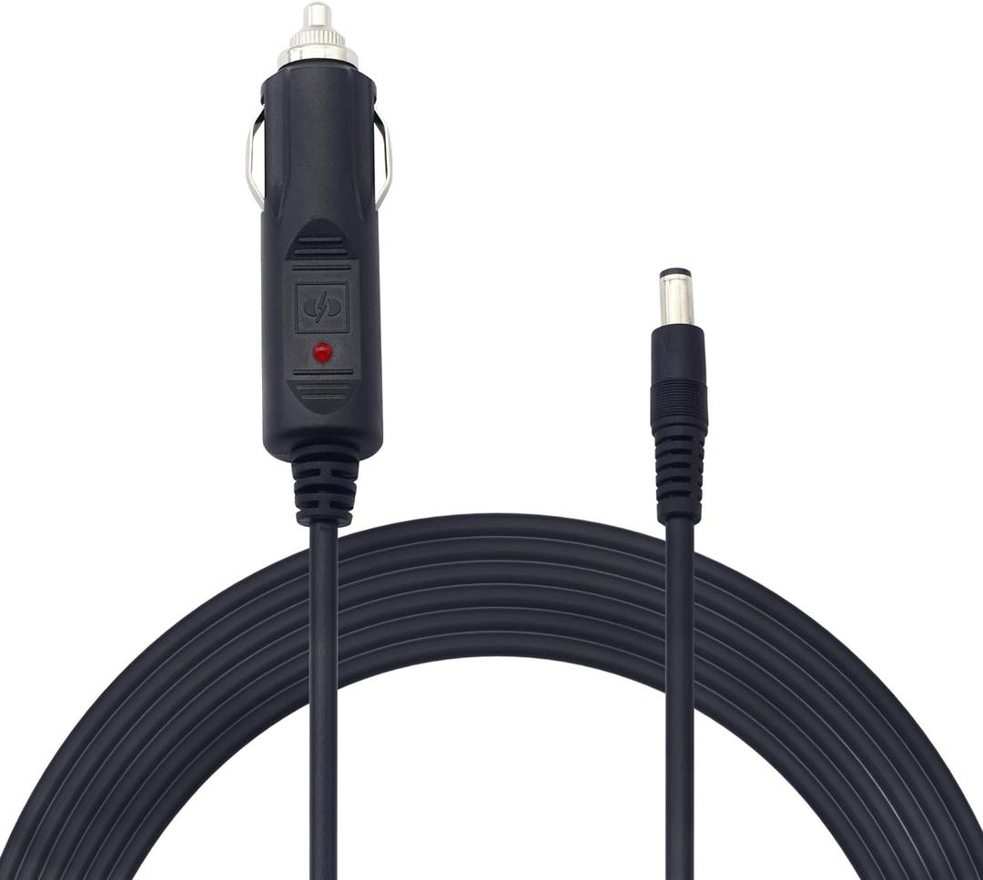 12V 24 V DC 5.5mm x 2.1mm Car Cigarette Lighter Extension Power Supply Adapter Cable with LED for Car Truck Bus Van(10FT)