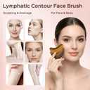 1PCS Lymphatic Contour Face Brush for Lymphatic Drainage Massager Tool for Face & Neck Lifting, Gua Sha Brush, Jawline Chin Sculpting, Dry Brushing, Curved Ergonomic Design(Brown, 1PCS)