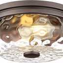 Farmhouse Ceiling Light Fixtures, HWH 2-Light Flush Mount Ceiling Light for Bedroom, Indoor Ceiling Mount Light with Water Ripple Glass, Oil-Rubbed Bronze Finish, 5HJX109F ORB-WG