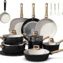 25-PC Pots and Pans Set Non Stick Ceramic Cookware Set, Healthy Non Toxic Kitchen Cookware Sets with Large Capacity, Induction Compatible, PFAS/PTFE/PFOA/PFOS Free, Black/White