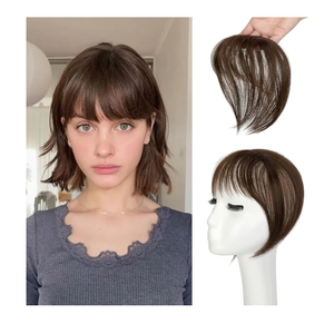 Bangs Hair Clip in Bangs 360°3D Cover Hair Topper Synthetic Hair Pieces for Women Medium Brown Wispy Fake Bangs Toppers for Daily Wear, Size: 3D Wispy Bangs