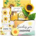 Birthday Gifts for Women Sunflower Gifts Get Well Soon, Sending Sunshine Gift Baskets, Self Care Spa Gift for Women Her Mom Best Friends Sister, Thank You Christmas Day w/Glass Cup