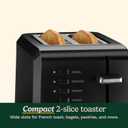 Cuisinart CPT-122BK 2-Slice Compact Plastic Toaster, Slots for Bagels & Bread, 7 Shade Settings, Cancel/Defrost/Reheat Functions, Removable Crumb Tray, Small Kitchen Appliance for Home & Office, Black