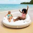 Intex 58292EP Canopy Island Inflatable Pool Float: Comfortable Lounge Surface Built-in Cup Holders Detachable Sunshade 440lb Max Weight Capacity 78.5" x 59"