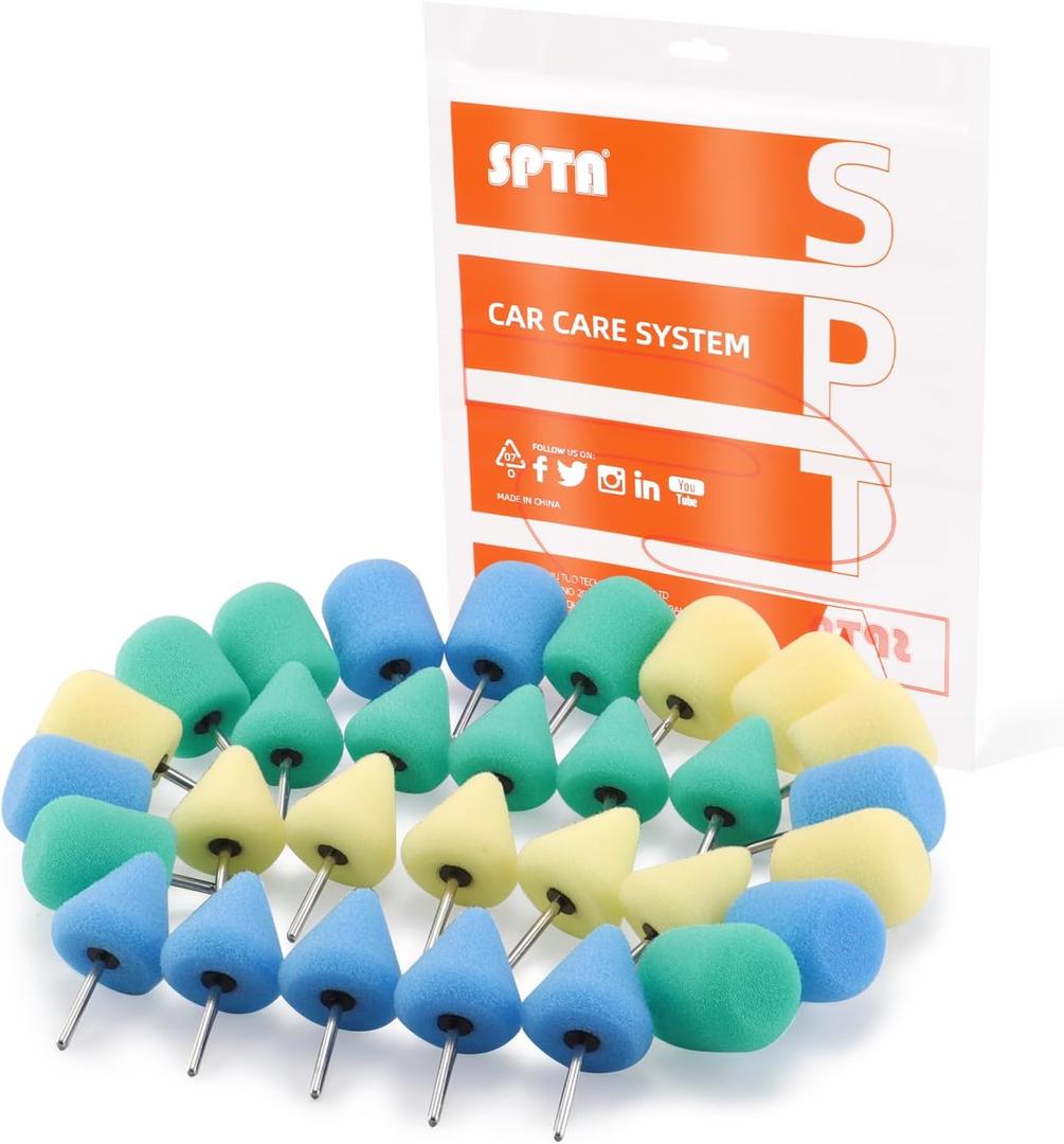 Mini Buffing Polishing Pads, 30Pcs Mini Detail Polishing balls Use On Rotary Tools,Cordless electric drill, Small area Polisher Tool for Tight Area Detailing Polishing Waxing And Sealing Glaze -MNPC30