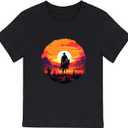 Cowboy Shirts for Boys Vintage Western Style Denim Graphic Cotton Crew Neck T-Shirt Size: 2-7 Years (US, Age, 5 Years, 6 Years, Black Cowboy Sunset)