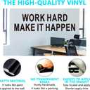 3 x Inspirational Quotes Wall Stickers for Office: Motivational Gym School Classroom Garage Bedroom Living Room Vinyl Art Wall Decals - Work Hard Make it Happen 25" X 7" (Small)