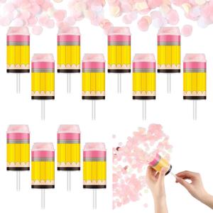 12 Pack Pencil Confetti Poppers Back to School Ready Confetti for for First Day of School Party Favors Kindergarten Preschool Celebration Party Popper