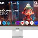 ASUS ZenScreen 27” 4K USB-C Smart Monitor (MS27UC) - UHD (3840 x 2160) IPS, 99% sRGB, GoogleTV, Harman Kardon Speakers, USB-C 90W PD, USB Hub, Wireless Display, Netflix and YouTube