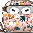 Maxjoy for AirPods 3 Case with Lock, Flower AirPod 3 Case Lock Protective Cute AirPod 3rd Generation Cover for Women Girly with Keychain for AirPods 3rd Generation 2021 Cover, Floral (Pink + Red)