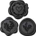 60 Pcs Black Wax Seal Stickers Self-Adhesive Envelope Seals Stamp Stickers, Perfect for Wedding Invitations Seating Chart Christmas Gift Wrapping 3 Designs in 1 Pack