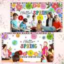 62 Pcs Hello Spring Bulletin Board Sets Spring Flower Classroom Decoration 3D Floral Bulletin Board Flower Cutouts for Classroom Chalkboard Wall Decor