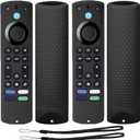 2Pack TOKERSE Silicone Remote Case Compatible with Fire Stick 4K Max (2nd Gen)/Toshiba/Insignia/Pioneer TV Alexa Voice Remote, Anti Slip Shockproof Protective Cover Sleeve with Lanyard - Black Black