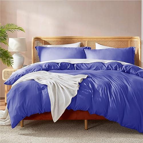 Nestl Royal Blue Duvet Cover Queen Size - Soft Double Brushed Queen Duvet Cover Set, 3 Piece, with Button Closure, 1 Duvet Cover 90x90 inches and 2 Pillow Shams