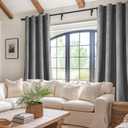 JIUZHEN Grey Velvet Curtains 84 inches for Living Room - Thermal Insulated Room Darkening Grommet Thick Velvet Window Drapes for Bedroom/Dining Room, Set of 2 with Tiebacks, W52 x L84