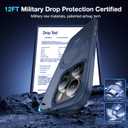 FNDMIL 360Rotatable Magnetic Ring for iPhone 16 Pro Case Compatible with MagSafe [Military Shockproof][Non-Slip Texture Edge][Built-in Kickstand] Slim Translucent Matte Soft Silicone Bumper,Blue