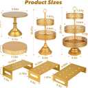 7PCS Cake Stand Gold Metal Dessert Table Display Set, Cupcake Stand, Cupcake Tower Stand and Fruit Candy Donut Risers Stands for Weddings, Birthdays, Baby Showers, and Anniversary Celebration