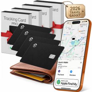 SPOTMINDERS Apple MFi Certified Credit Card Wallet Tracker PRO 4-Pack (iOS Only) Works with Apple Find My Rechargeable Tracking Card for Wallet IP68 0.07in Slim iPhone Item Finder for Luggage or Purse