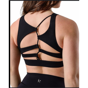 Kamo Fitness Featherlite Nora High Impact Sports Bras for Women - High Neck Workout Crop Built-in Bra and Asymmetric Cutouts(XL)