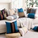 Patchwork Pillow Cover 18x18 Inch White Grey Brown Cotton and Linen and Polyester Cushion Cover Modern Decor Sofa Pillows for Living Room Couch Bedroom Set of 2