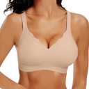 COCOMARTS Jelly Bras for Women No Underwire Seamless Push Up Scalloped Tshirt Bralettes Comfortable Wireless Everyday Bra (X-Large, Nude)