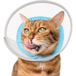 Cat Cone Collar Soft: Comfortable Waterproof Mesh Recovery Cone After Surgery to Stop Licking and Scratch, Alternative to Plastic Elizabeth Head/Neck Cone (Blue)