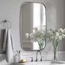 ANDY STAR Brushed Nickel Mirror, 24x32’’ Oval Mirror for Bathroom, Brushed Nickel Oblong Bathroom Mirror for Over Sink, Modern Anti Rust Silver Vanity Mirror