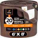 6' x 8' Brown/White Ultra Heavy Duty Tarp - 20 Mil Tarps Heavy Duty Waterproof 6x8- Large Outdoor Tarp, Waterproof Tarp Cover for Rain Camping, Tent Tarp, UV Protection, Reinforced Corners