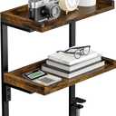 Clamp On Desk Shelf 2-Tier, 12.5 inche Wood Shelving Unit for Office Desk/Gaming Accessories, Tabletop Book Storage Rack, Shelf for Top & Under of Desk, Brown