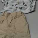 VISGOGO Toddler Baby Boy Flamingo Short Sleeve Button Down Shirt & Casual Shorts Set Summer Outfits 1-6 Years Clothes (3-4T, Coconut Tree)