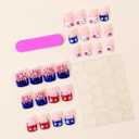 4th of July Press on Nails - Short Square Fake Nails with Star Spot Design - Red, Blue French Tip, Independence Day False Nails for Women 24 Pcs