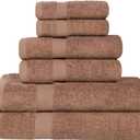 Superior 6-Piece Cotton Assorted Towel Set, Includes 2 Face/Washcloths, 2 Hand, and 2 Bath Towels, Lightweight Essentials, for Home, Gym, Beach, Bathroom, Quick Drying, Franklin Collection, Latte (6-PC TOWEL SET)
