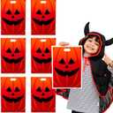 Super Z Outlet 50 Piece 11" x 17" Jack-O-Lantern Trick or Treat Bags Orange Pumpkin Face Halloween Plastic Candy Bags for Party Favors, Snacks, Decoration