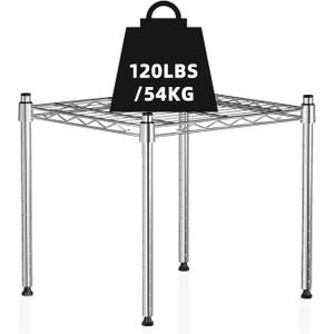 Stacking Shelf Adjustable, Stackable & Expandable, Heavy Duty Storage Shelving Unit, Cabinet Organizer Shelf (Silver-1-Tier)