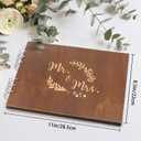 Creawoo 11 Mr&Mrs Wooden Guest Book Album Memory Keepsake for Wedding Anniversary Birthday with 80 Pages Blank Black Cardstocks - Available at Least 160 Pictures