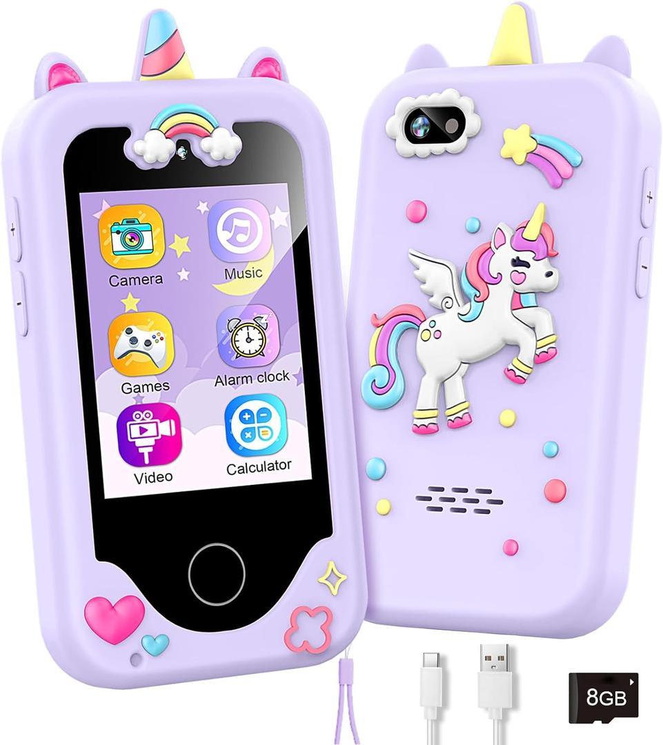 Kids Smart Phone Gifts Toys for Girls Boys Age 3-8,Toddler Learning Toys with Educational Games, 3-9 yrs Old Year Old Girl Birthday Gift Ideas-Purple