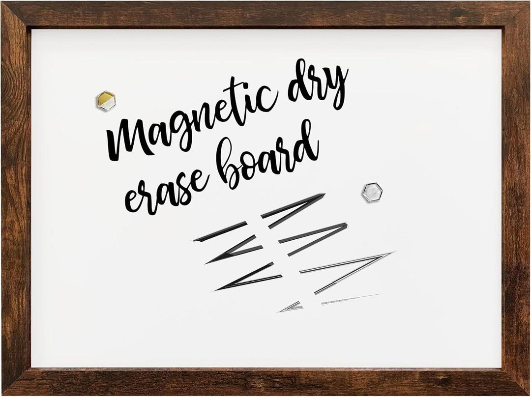 Loddie Doddie Magnetic Dry Erase Board for Wall - 18 x 24 in, Rustic Frame - Easy-Clean Whiteboard Surface - Built-in Marker Tray & Whiteboard Accessories - Magnet Board for Notes & Photos