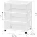 IRIS USA Plastic Drawer Storage Organizer Rolling Cart, with Wheels Casters, 3-Drawers, for Art Craft Supplies Bathroom Dorm Bedroom Laundry Room, Wide, White