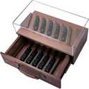 Knife Display Case for 14 Knives, Fathers Day Gift for EDC Collectors - Large Handcrafted Wooden Pocket Knife Box Storage Case for Collections with a Removable Drawer Insert & Premium Slide Rails