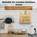 Wooden Straw Holder, Tumbler Straw Organizer Rack with Double Sided Adhesive Tape Drinking Straw Holder Dispenser Accessories Glass Straw Storage Container Supplies for Kitchen Counter Cabinets