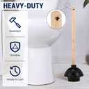 Dandat 36 Pcs Rubber Toilet Plunger with Double Thrust Force Suction Cup Long Wooden Handle Toilet Bowl Plunger Heavy Duty Pump Clogged Solution for Bathroom Stores Restaurants (Black)